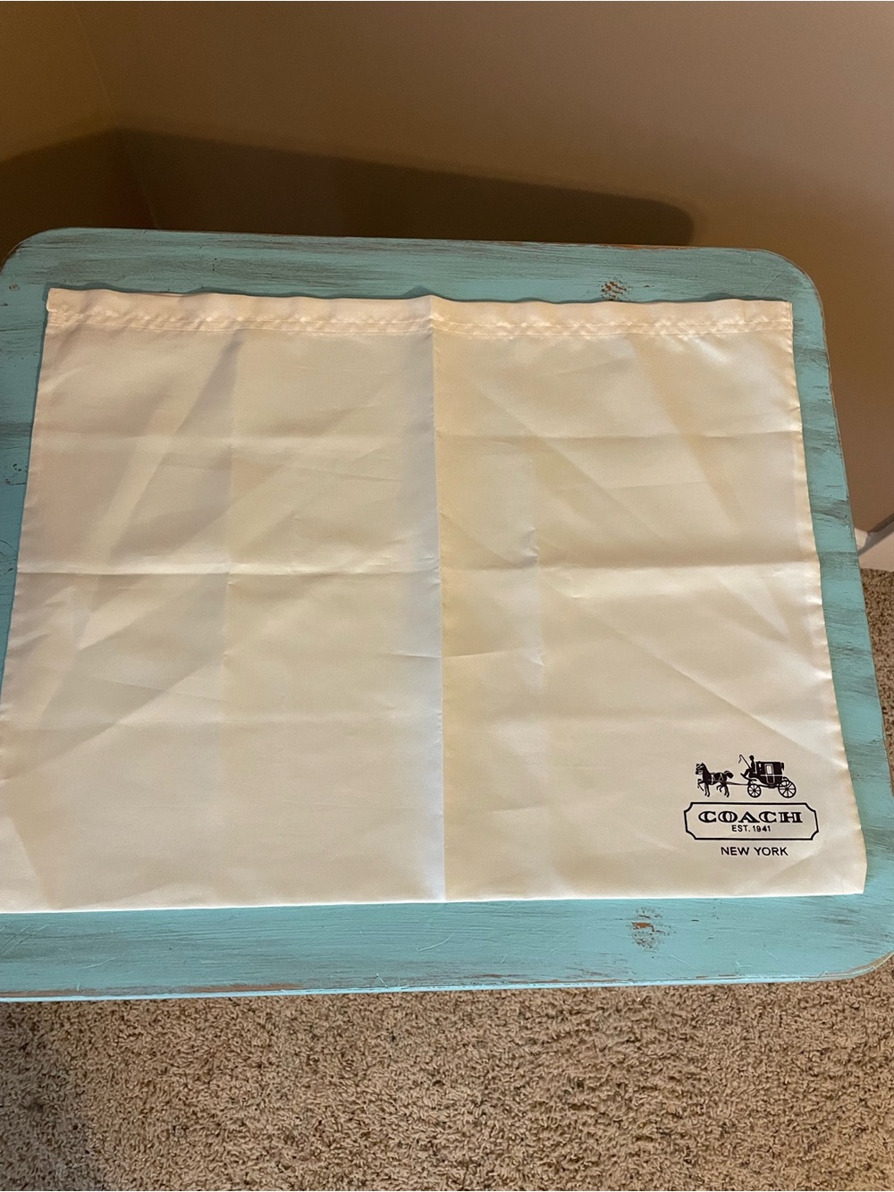 Coach Cream and Black Satin  Horse & Carriage Logo Dust Bag (NWOT)